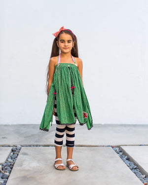 Green Petal / Apron Dress