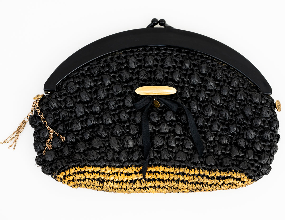 Leather Clutch by Boulevard. Tassel. Style "Nell." Storm